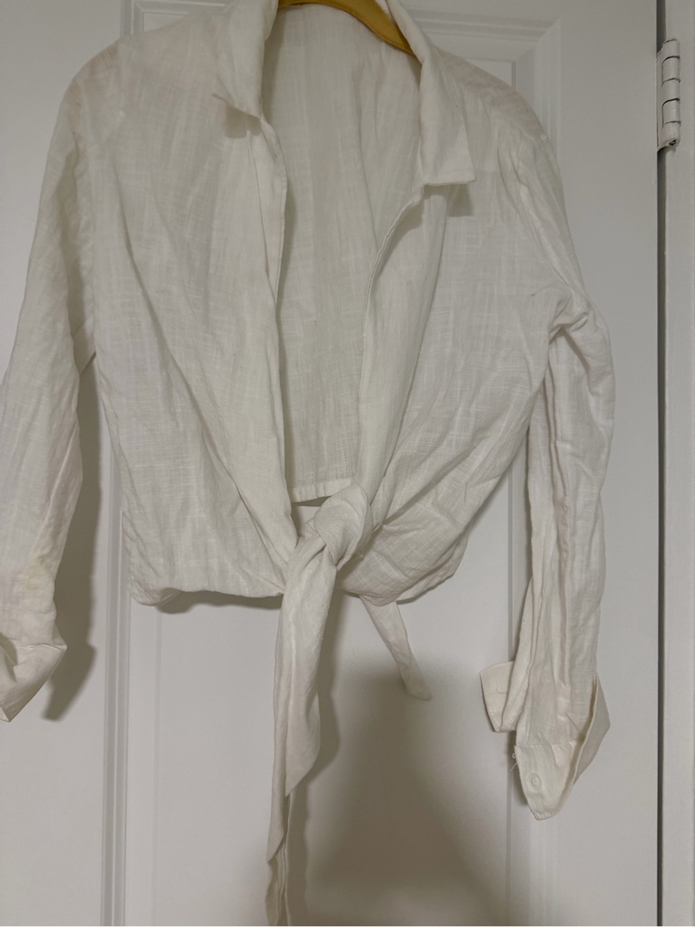 Urban outfitters White Tie-Front Linen Shirt